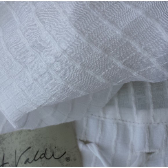 J. VALDI V-Neck Lace Up Tunic White Swim XS X-small Sheer Stripe New with Tag - Picture 6 of 7